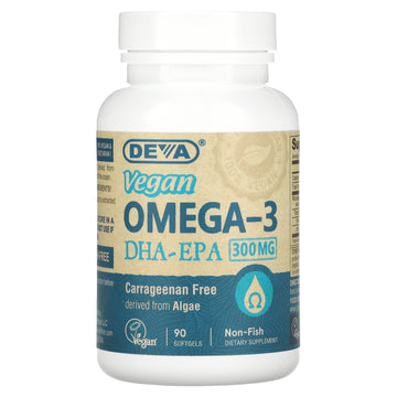Deva, Vegan Omega-3, DHA-EPA, 300 mg, Softgels