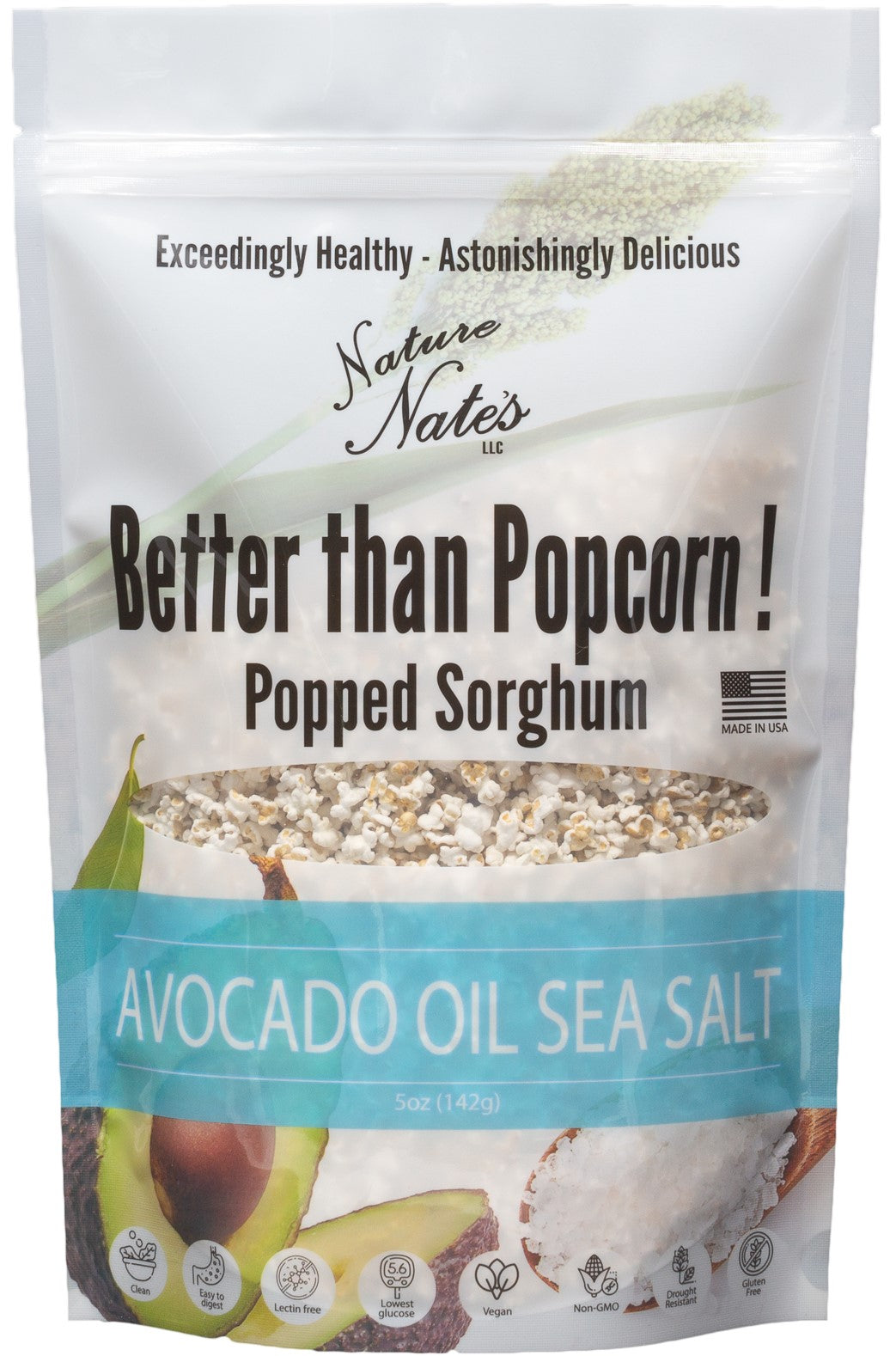 Popped Sorghum Avocado Oil & Sea Salt Single  Bag