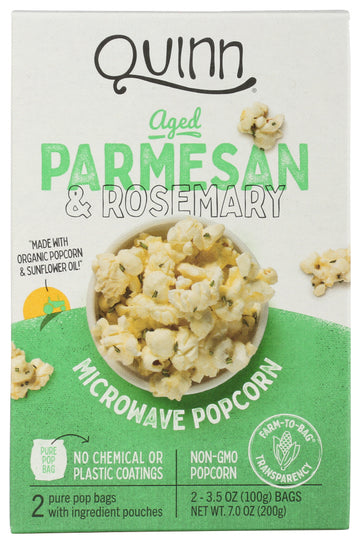 Quinn Snacks Microwave Popcorn, Aged Parmesan & Rosemary