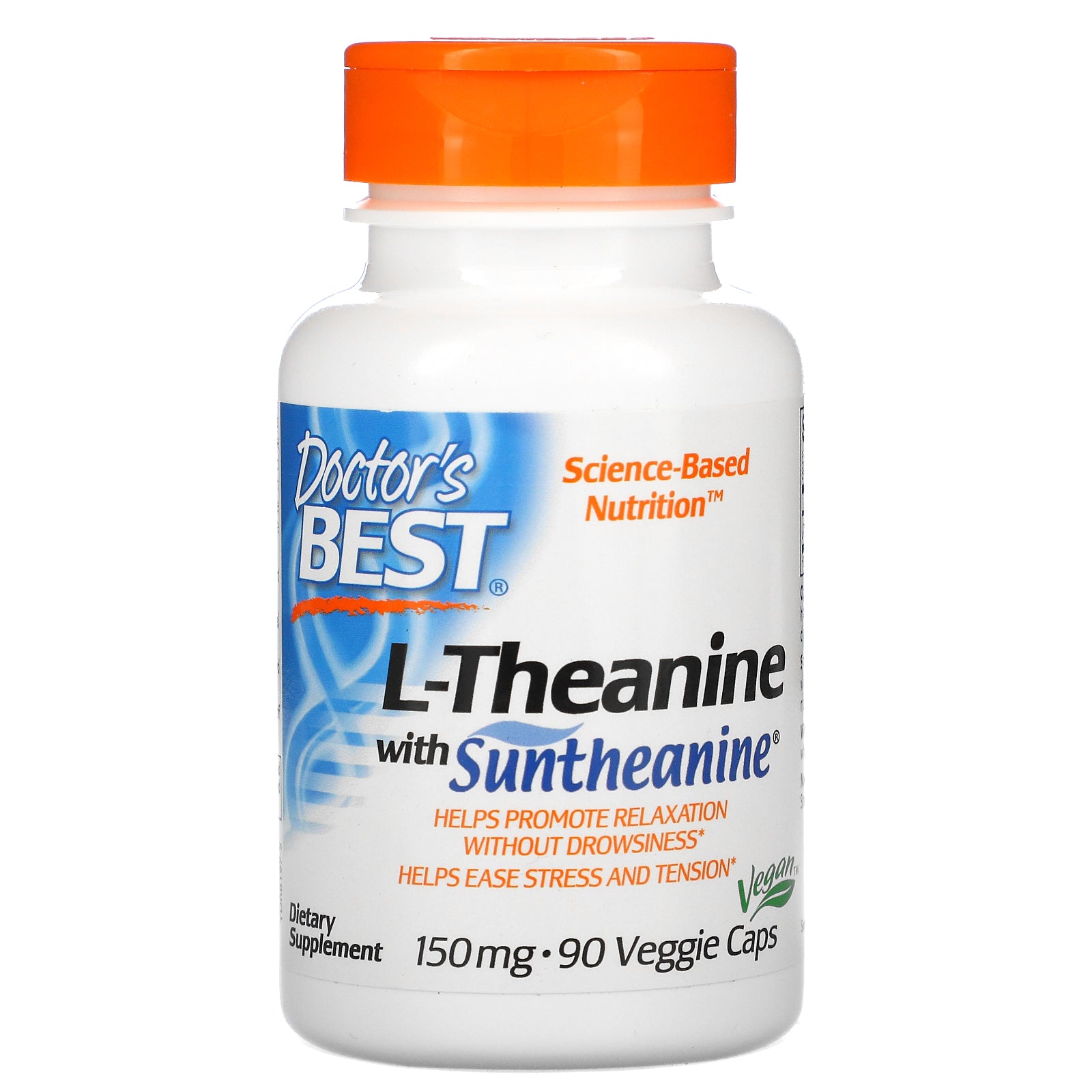 Doctor's Best L-Theanine Contains Suntheanine, Helps Reduce Stress & Sleep, Non-GMO, Gluten Free, Vegan, 150 mg (DRB-00197), 90 Count