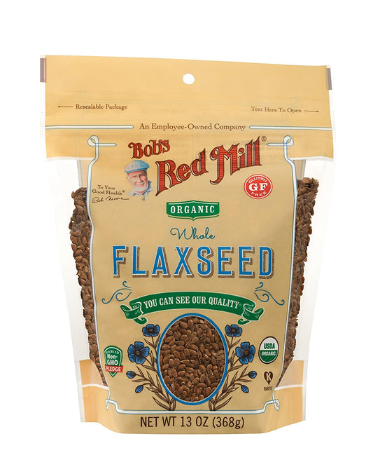 Bobs Red Mill Organic Raw Whole Golden Flaxseeds, 13-ounce