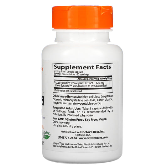 Doctor's Best, Bacopa with Synapsa, 320 mg,  Veggie Caps