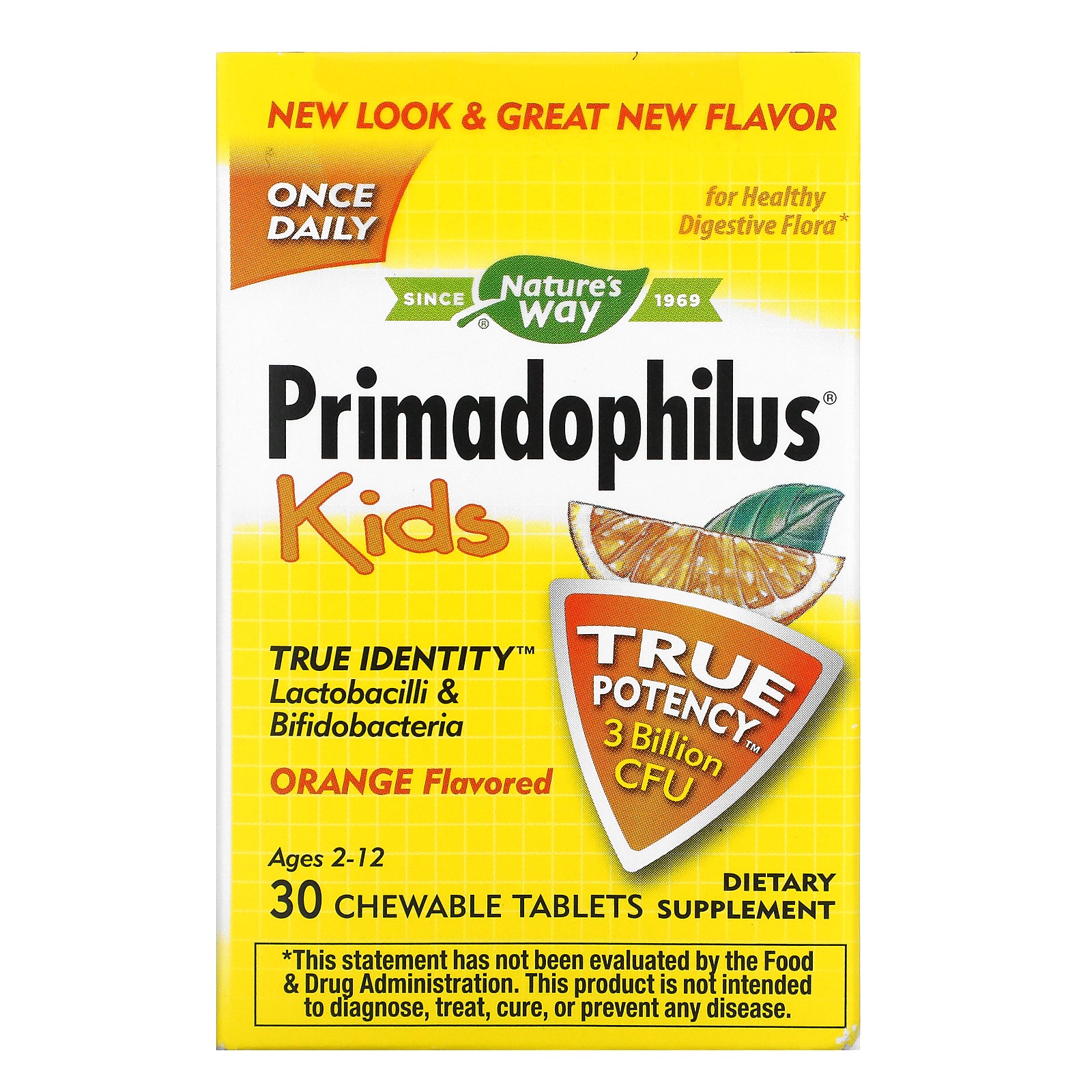 Nature's Way, Primadophilus, Kids, Age 2-12, Orange Flavored, 3 Billion CFU