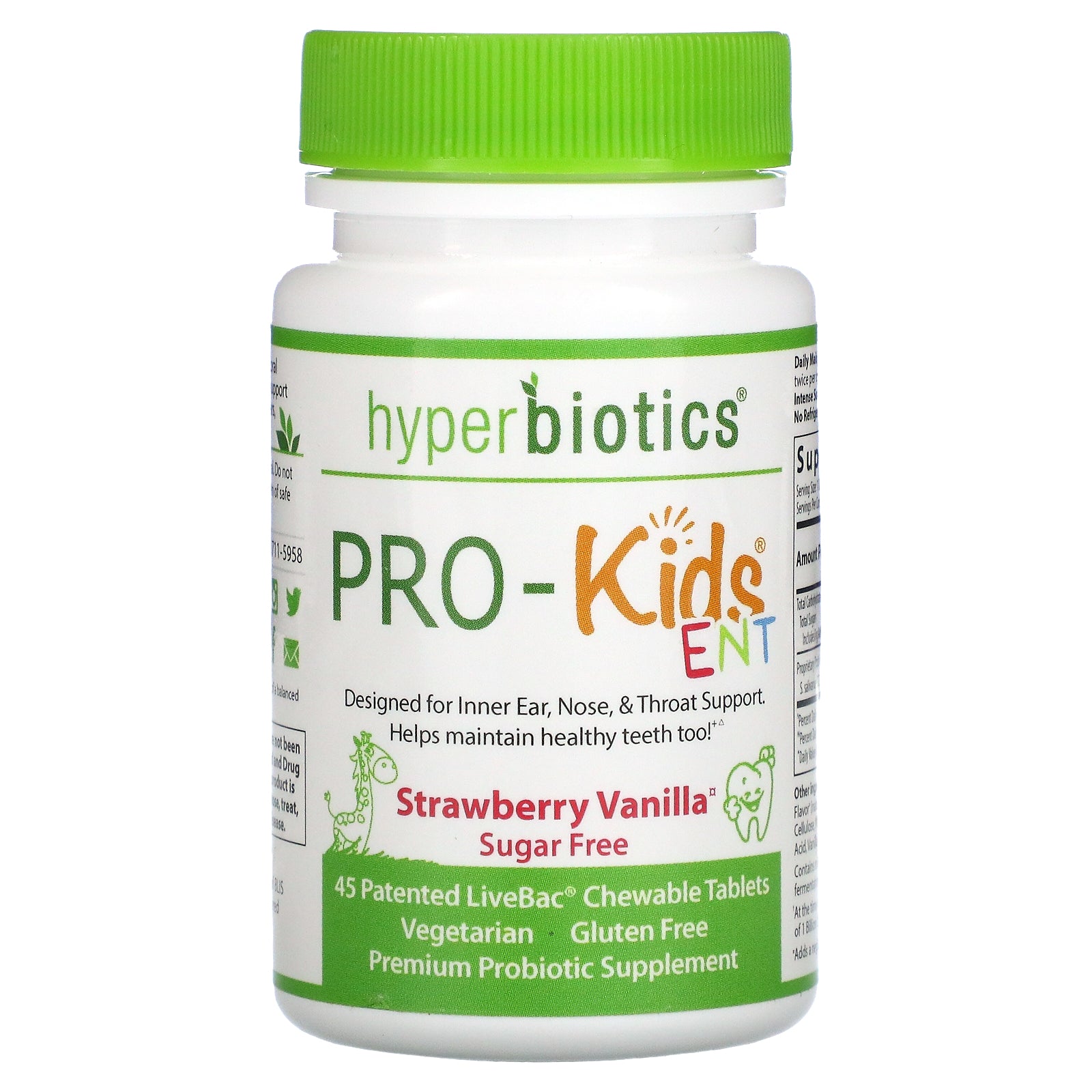 Hyperbiotics, PRO-Kids ENT, Sugar Free, Strawberry Vanilla
