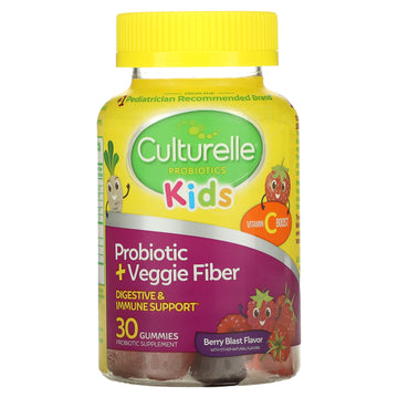 Culturelle, Kids, Probiotic + Veggie Fiber Gummies, Berry Blast