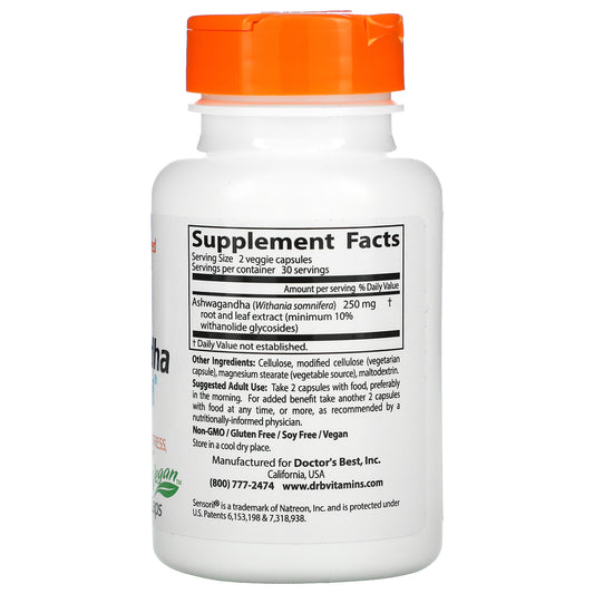 Doctor's Best, Ashwagandha with Sensoril, 125 mg,  Veggie Caps