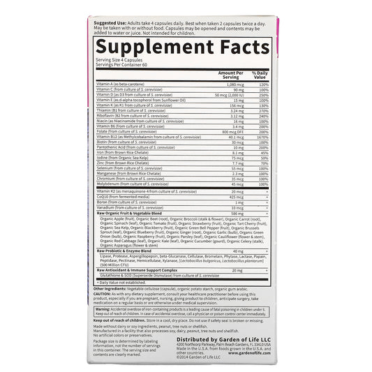 Garden Of Life Multivitamin For Women, Vitamin Code Women'S Multi, Whole Food, Vitamins, Iron, Folate Not Folic Acid, Probiotics, Vegetarian Supplements For Womens Energy, 240 Count