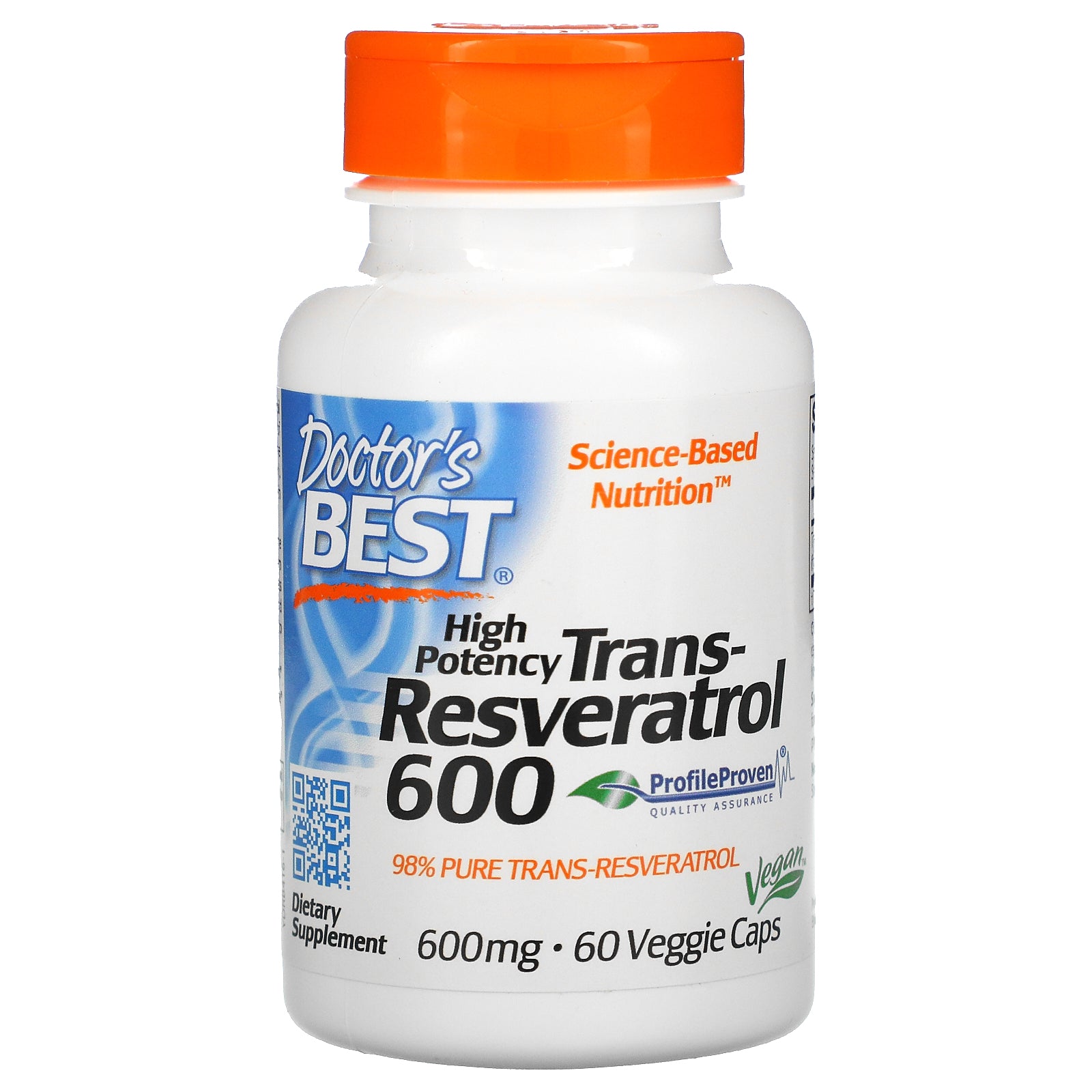 Doctor'S Best, High Potency Trans-Resveratrol 600, 600 Mg Veggie Caps