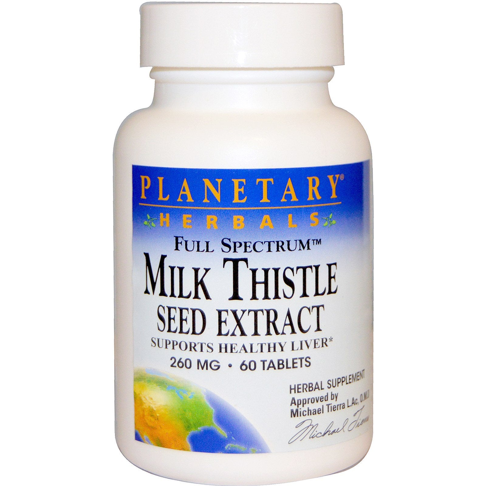 Planetary Herbals, Milk Thistle Seed Extract, Full Spectrum, 260 mg,  Tablets