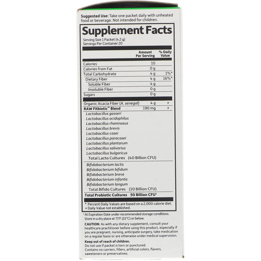 Garden Of Life, Organic, Dr. Formulated Probiotics Fitbiotic, Unflavored, 20 Packets, 0.15 Oz (4.2 G) Each