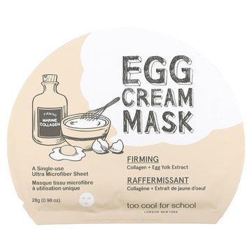 Too Cool for School, Egg Cream Beauty Mask, 1 Sheet, 0.98 oz (28 g)