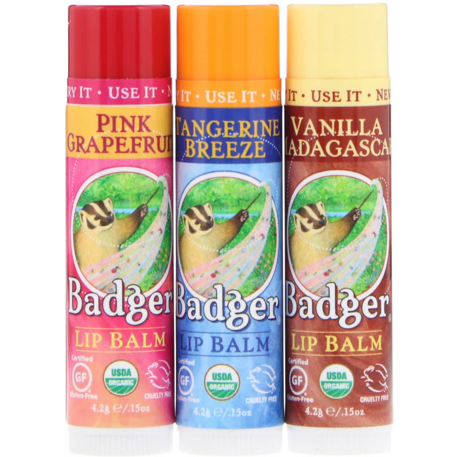 Badger Company, Lip Balm Gift Set, Red Box, .15 oz (4.2 g) Each