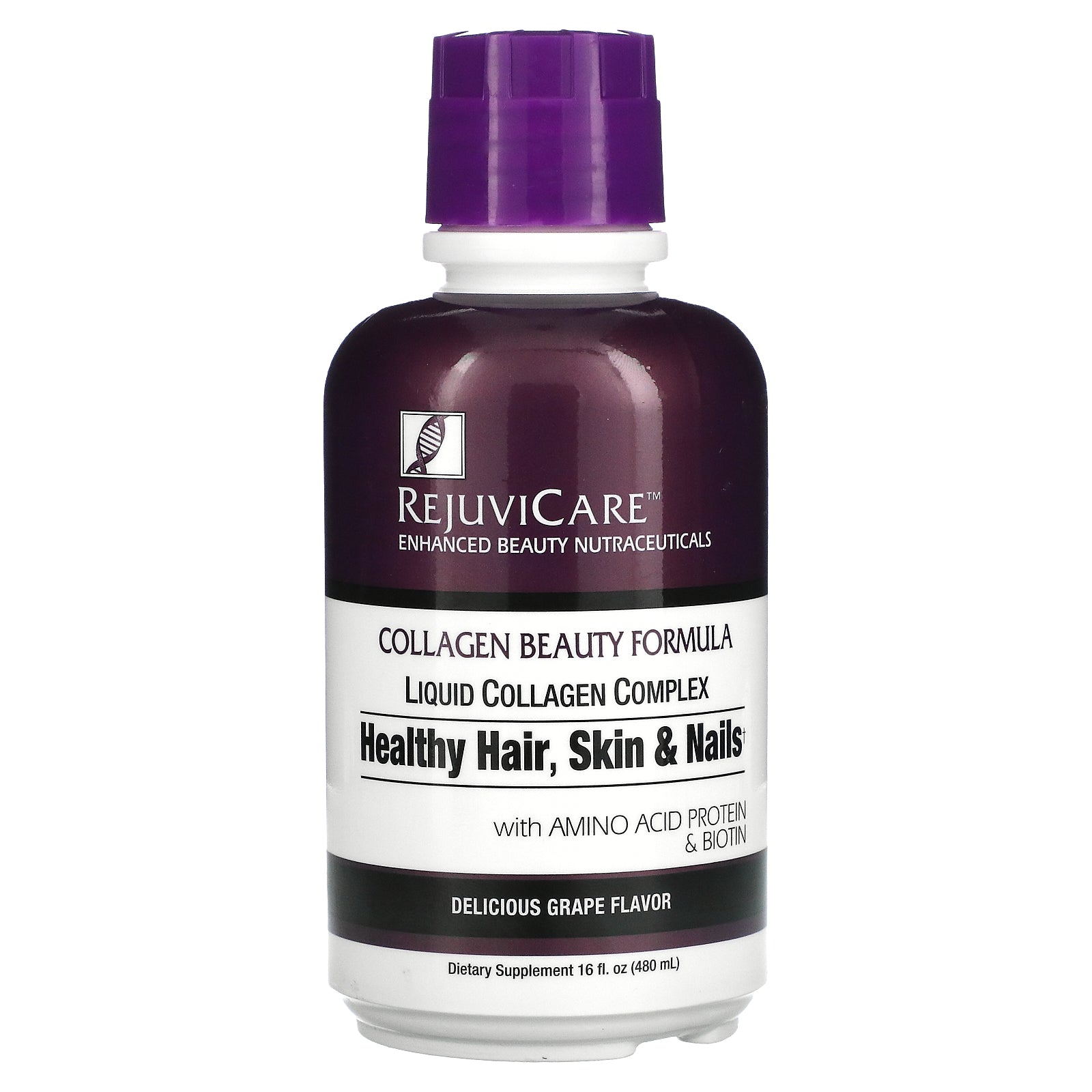 Rejuvicare, Collagen Beauty Formula, Liquid Collagen Complex, Healthy Hair, Skin & Nails, Grape