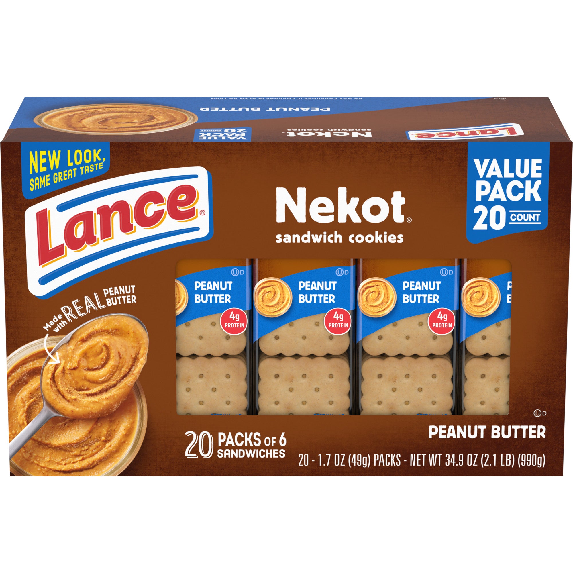 Lance Sandwich Cookies, Nekot Peanut Butter, Value Pack Box