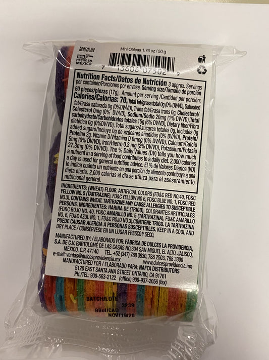 MDM ARCOIRIS OBLEAS Mini Obleas de Harina de Trigo (50g)