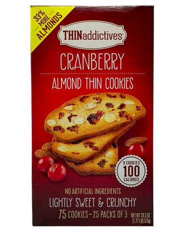 Thin Addictives Cranberry Almond Thin Cookies, (75 Count Total)