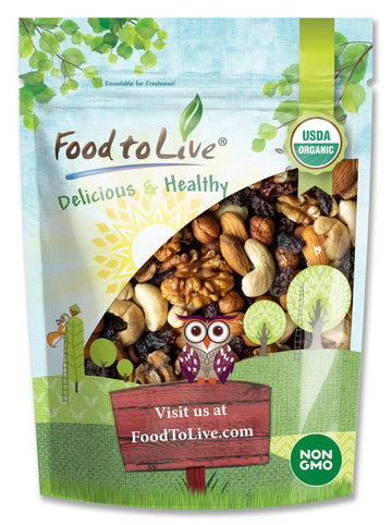 Organic Go Raw Trail Mix,  - Raw and Non-GMO Snack Mix Contains Walnuts, Almonds, Cashews, Hazelnuts, and Raisins. Vegan Superfood, Kosher, No Added Sugar and Oil, Bulk
