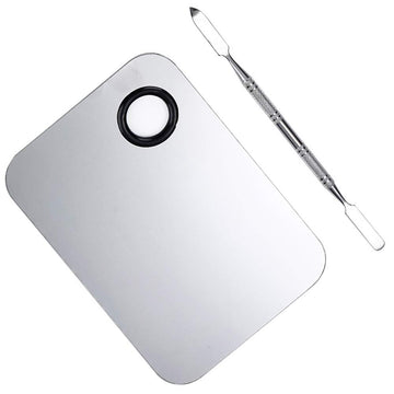 ISCRIO Professional Pro Stainless Steel Makeup Palette, Professional Cosmetic Mixing Makeup Palette Spatula Makeup Artist Tool, 1.0 Count