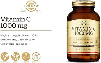 Solgar Vitamin C 1000 mg, 100 Vegetable Capsules - Antioxidant & Immun