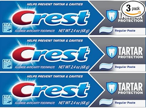 Crest Tartar Protection & Anticavity Toothpaste with uoride, Regular Paste, 2.4 (Pack of 3)