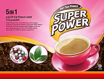 2-Pack / Malaysia Brand/Super Power 5 In 1 Premium Instant Coffee/With Herbal Extract of Kacip Fatimah & Collagen/Delicious Health Boost For Ladies/A Shot Of Collagen In Your Morning Coffee