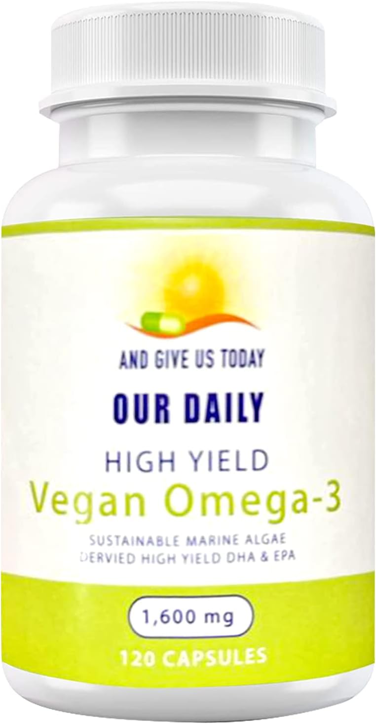 Our Daily Vites Vegan Omega-3 Supplement - Marine Algal Source for DHA & EPA Fatty Acids - Plant-Based Fish Oil Alternat