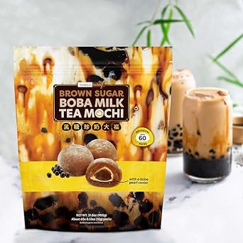  Tropical Fields Boba Milk Tea Mochi, Brown Sugar, 31.8 oz, 