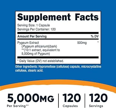Nutricost Pygeum 5000mg, 120 Capsules - Veggie Capsules, Non-GMO, Gluten Free, Vegetarian Friendly