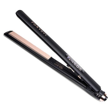 FoxyBae Rose Gold TRÉS Sleek Titanium at Iron - Digital Temperature Control Ionic Hair Straightener with Auto Shut Off and Quick Heating