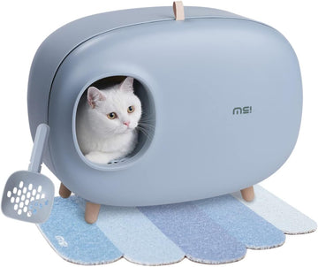Ms!Make Sure Cat Litter Box With Lid, Scoop (With Litter Mat), Enclosed Design, Large Prevent Sand Leakage And Isolate O