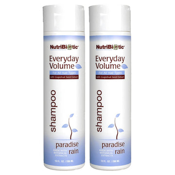 NutriBiotic Everyday Volume Shampoo, Paradise Rain, .  Twin Pack | GSE & Botanicals for All Hair Types | Free of Parabens, Sulfates, Dyes, Colorings, Cocamide DEA & Chlorine Derivatives