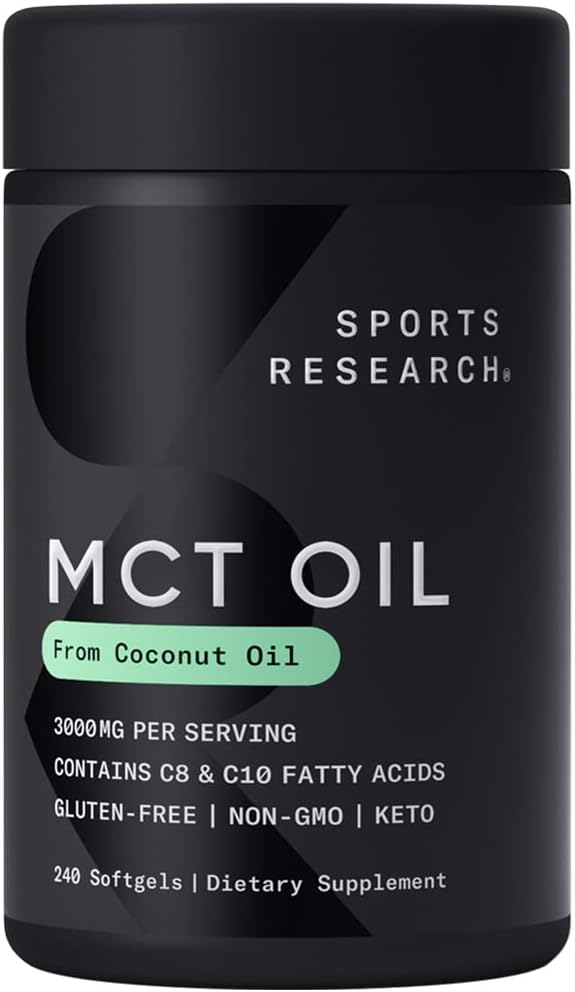 Sports Research Keto MCT Oil Capsules- Keto Fuel for The Brain & Body 13.44 Ounces