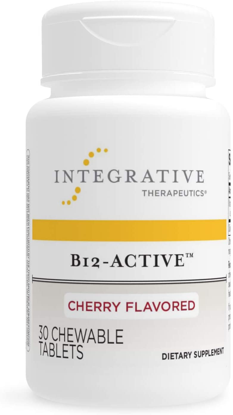 Integrative Therapeutics B-12 Active, Vitamin B12, Supports Nerve Function*, Cherry Flavored, 30 Chewable Tablets