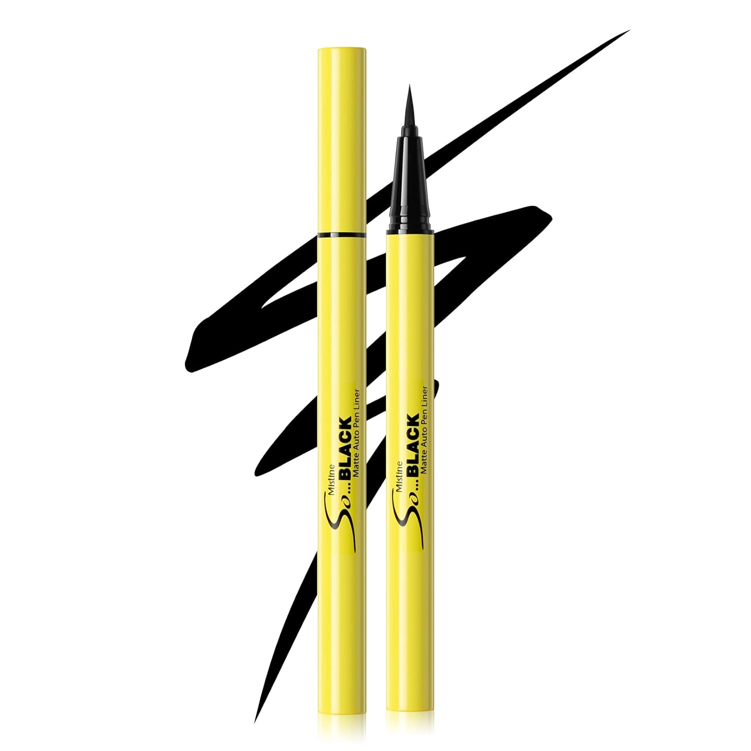 Mistine So Black Eyeliner 2-Piece Smudge Proof Eyeliner with Precise ex Tip,Ultra-Silky Formula,Quick Drying Liquid Eyeliner Pen,Vegan & Cruelty-Free