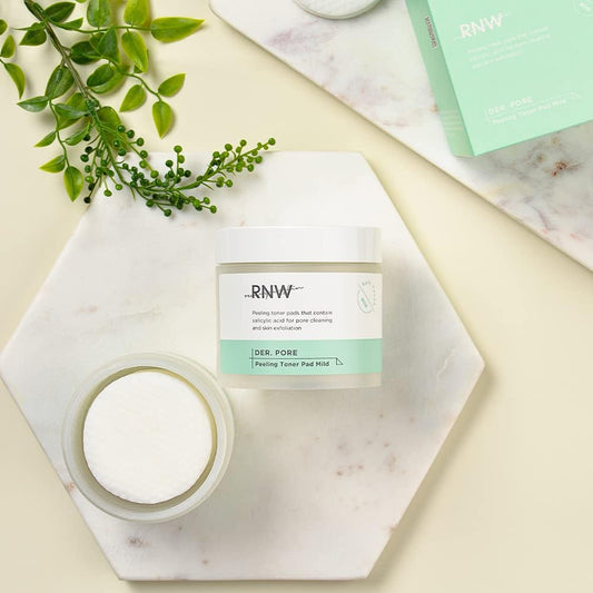 RNW DER. Pore Peeling Toner Pad Mild 4.7  / 140, BHA Toner Pad Combining Toner Pad into One Smooth Skincare with One Sheet Moisturizing Embossing Double-Sided Pad for Peeling Pore