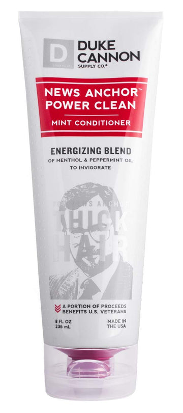 Duke Cannon Supply Co. - News Anchor Power Clean Conditioner, Energizing Blend (8 ) Mens Formulated Hair Conditioner With Invigorating Scent - Menthol & Peppermint Oil Scented