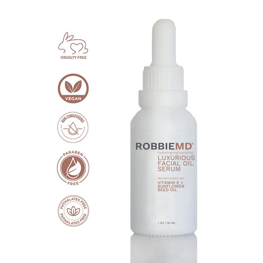 RobbieMD Luxurious Facial Oil Serum, Cold Pressed Organic Sunower Oil and Vitamin E for Deep Hydration, Soothe Protect Skin Barrier Even Out Skin Tones (1 /30 )