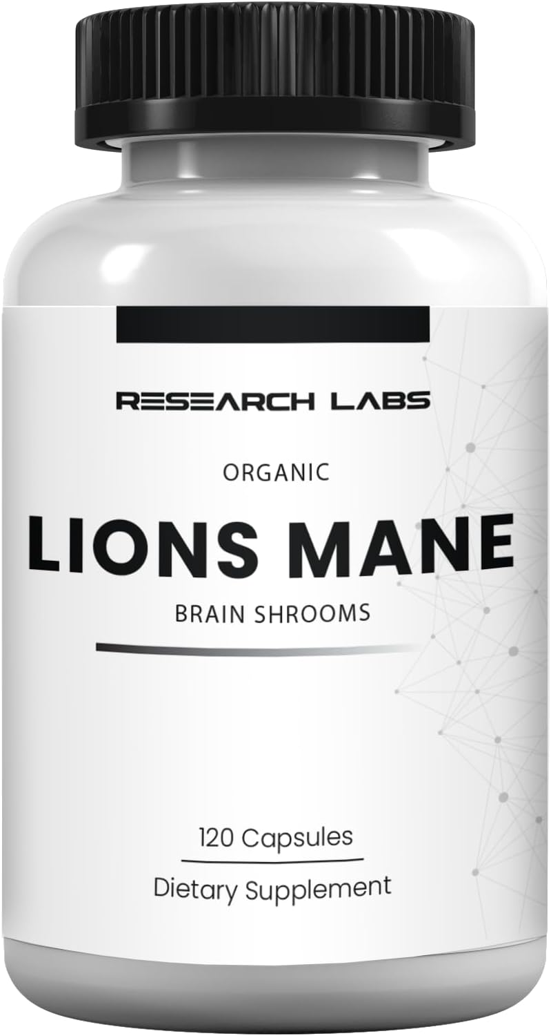 Research Labs Organic Lions Mane Supplement Capsules, 120 Capsules w/P