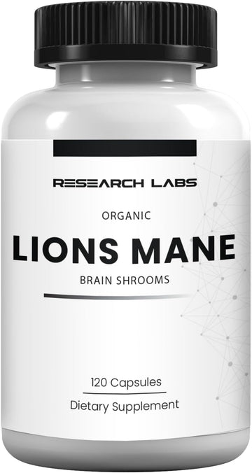 Research Labs Organic Lions Mane Supplement Capsules, 120 Capsules w/P