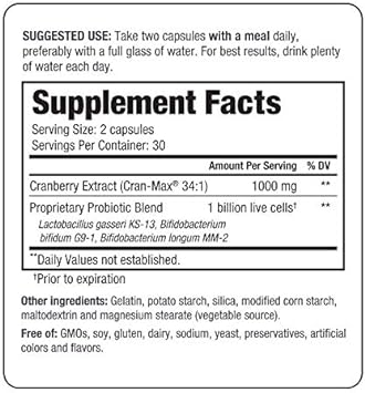 Kyo-Dophilus Cran+ Probiotic, Urinary Tract and Bladder Health*, 60 ca