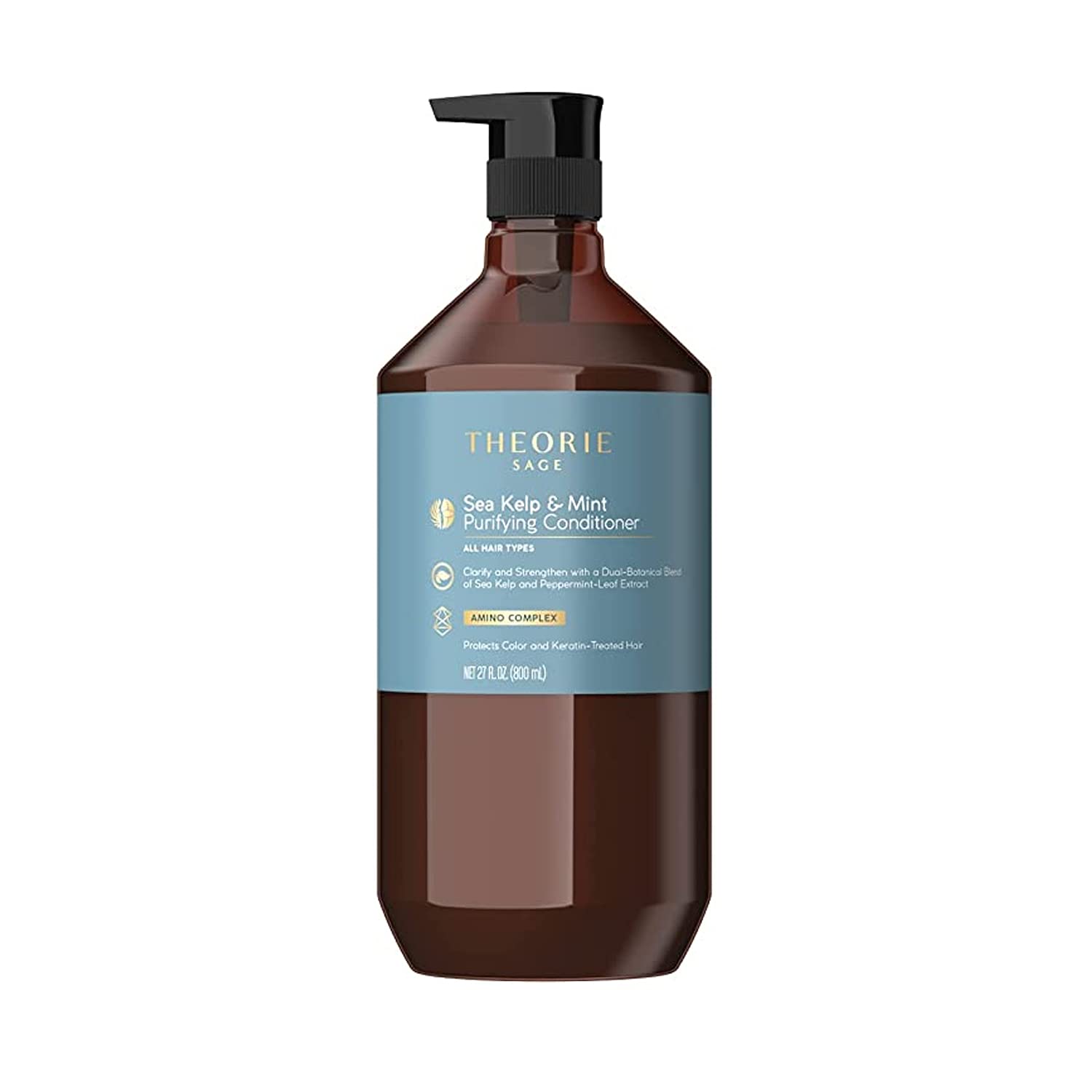 Theorie Sea Kelp and Mint Purifying Conditioner - Clarify & Strengthen - Suited for All Hair Types - Protects Color & Keratin Treated Hair, Pump Bottle 800