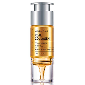 WELLAGE Real Collagen Concentrate Ampoule 15 (0.5 .), Anti-Aging Serum With Collagen Water, Facial Serum With Beta Glucan and Sunower Oil, Intensive Firming Ampoule, Strengthens Skin Barrier