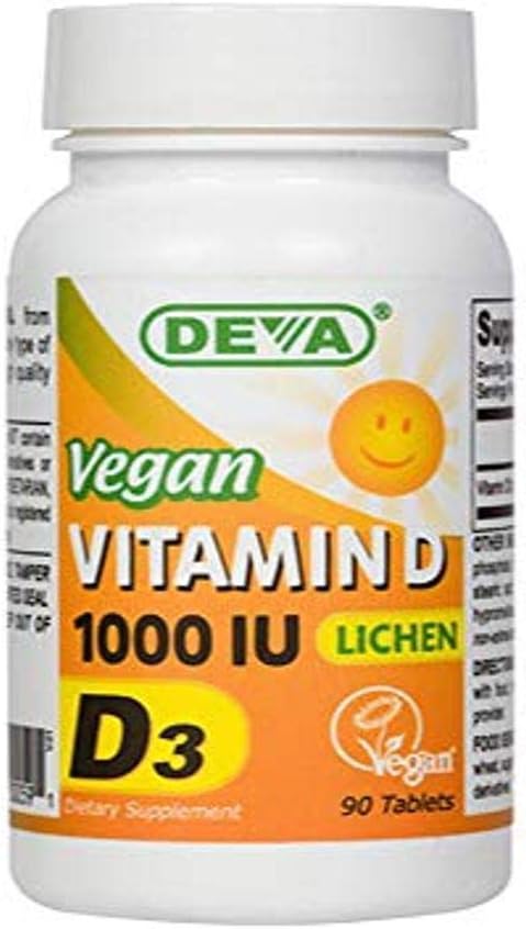 DEVA Vegan Vitamin D3 Supplement - Once-Per-Day Tablet with 1000 IU - 