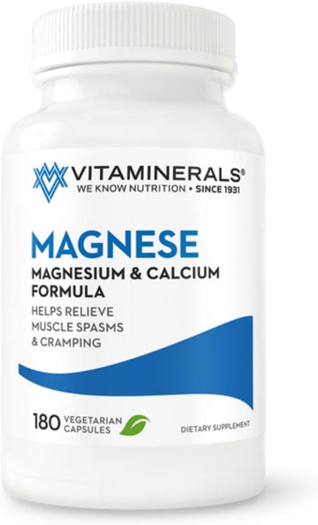 Vitaminerals 10 Magnese? Magnesium, Calcium & Vitamin D3, Bone & Muscle Support 180 Veggie caps