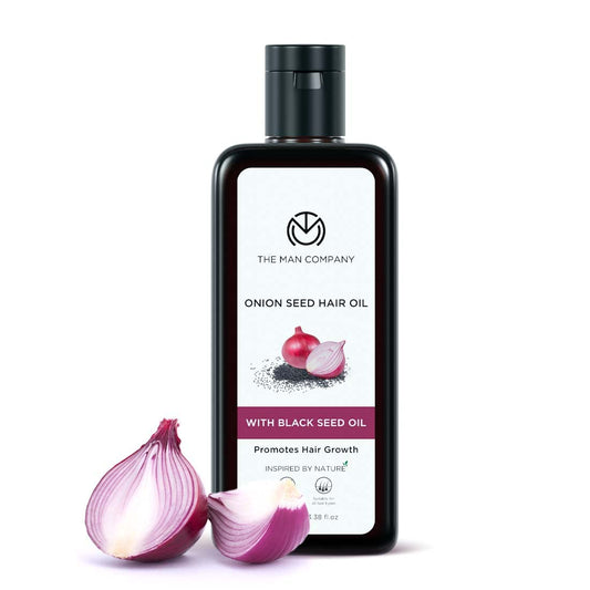 Onion Black Seed Oil for Organic Hair Growth & Hair Fall Control by The Man Company 100 ml 3.4 Fl Oz, Onion Hair Oil wit