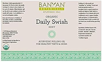 Banyan Botanicals Daily Swish Mint – Organic Ayurvedic Oil Pulling Mouthwash with Coconut Oil – for Oral Health, Teeth, & Gums* – 8 – Non GMO Sustainably Sourced Vegan