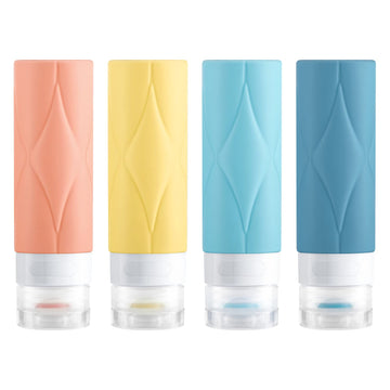 SUDDHO Silicone Travel Bottles for Toiletries,Leak Proof BPA Free Squeezable 3 Tsa Approved Travel Size Containers Refillable Travel Accessories for Shampoo Body Wash Liquids?4Pack?