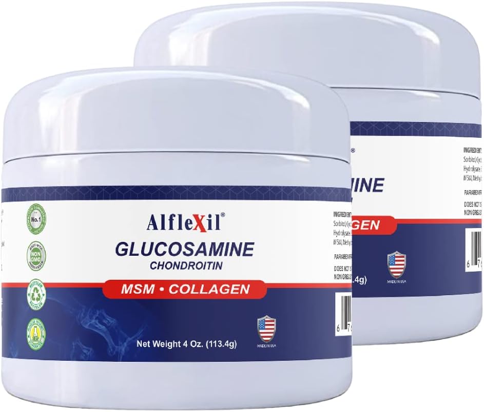ALFLEXIL Glucosamine & Chondroitin Cream with MSM & Collagen | Men & Women | Soothe Joint, Bone & Muscle Pains, Improve
