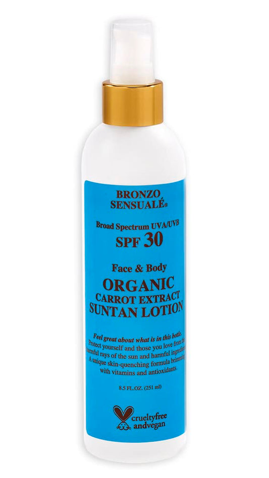 Bronzo Sensuale SPF 30 Sunscreen Protective Golden Tanning Organic Carrot Lotion 8.5 s