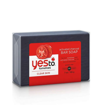Yes To Tomatoes Bar Soap Activated Charcoal with Tomato Extracts and Sunower Seed Oil Face, Body Soap for Men, Women and Teens No Paraben, 7  Bar